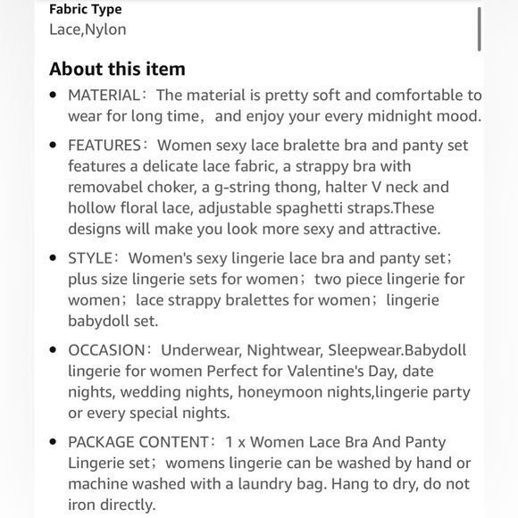 GEESENSS Lingerie Set for Women Lace Babydoll 2 Piece Adjustable Bra and Panty - Picture 6 of 7